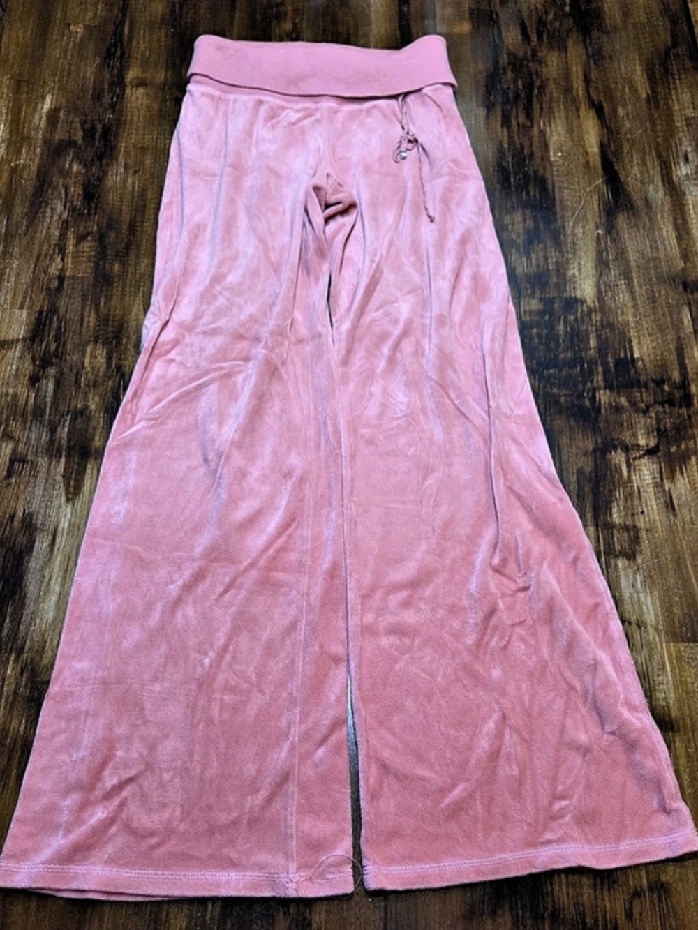 Vintage Y2K Velor Bebe Blinged Fold Over Flare Track Pants S Barbiecore